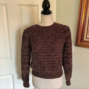 𝅺Wyndcliff vintage MCM brown puff long sleeve sweater Small